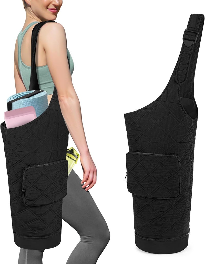 Smasrob Yoga Mat Bag with Wet Pocket, Bottle Pocket and Mat Secure Straps, Yoga Mat Carrier Fits Most Size Mats (Bag Only), Black - Image 1